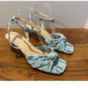 Abound Diana Kitten Heel Ankle Strap Sandals Blue Size 9M Textile Chic Dressy